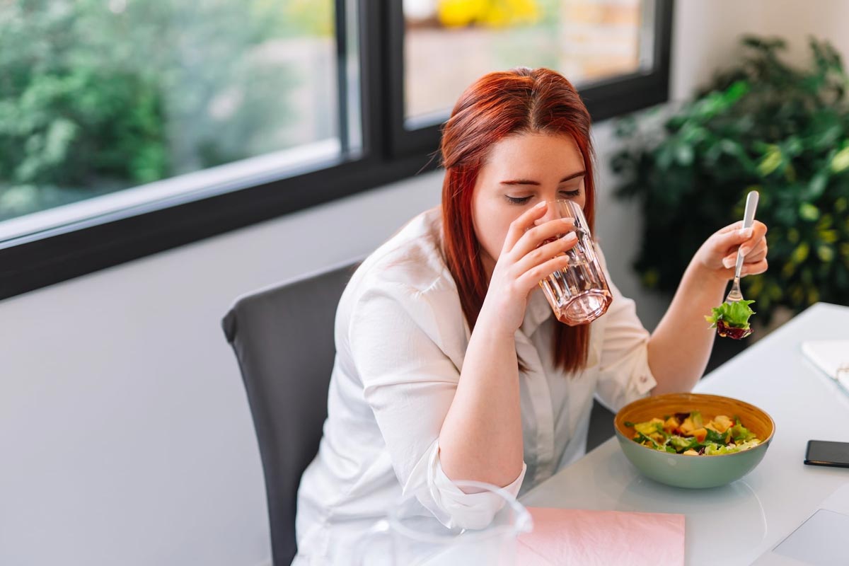 Why should you not drink water while eating
